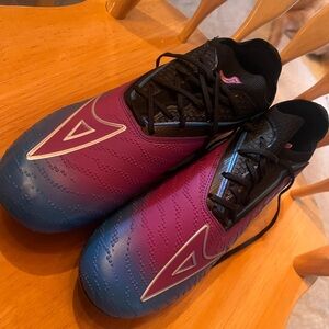 Pink and Blue Soccer Shoes